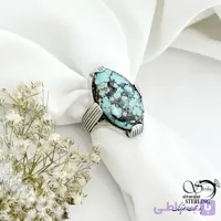 انگشتر نقره سنگ فیروزه نیشابور رکاب چهارچنگ کد 21415