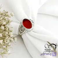 انگشتر نقره 925 عیار سنگ عقیق یمن رکاب ماه و ستاره کد 21869