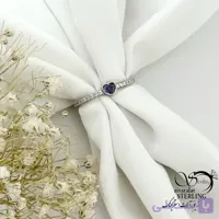 انگشتر نقره قلب با نگین بنفش عیار 925 کد 21526