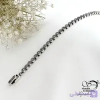 دستبند نقره عیار925 سیاه قلم طرح دایره کد 21487