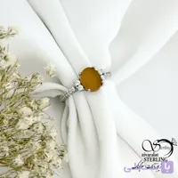 انگشتر زنانه عقیق رکاب نگین اتمی با نقره ایتالیا کد 21546