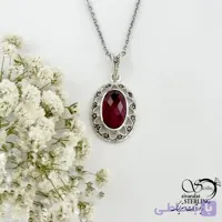 گردنبند نقره طرح یاقوت سرخ با نقره ایتالیا کد 22314