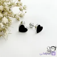 پیرسینگ گوش قلب مشکی با نقره 925 عیار کد 22088