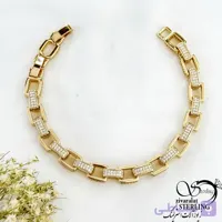 دستبند زنانه ژوپینگ طرح مربع دور نگین مجلسی کد 21081
