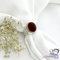 انگشتر نقره کارکرده سنگ عقیق یمن پشت بسته کد 21439