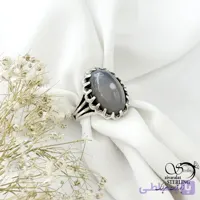 انگشتر نقره رکاب خطی با سنگ باباقوری کد 22066