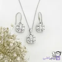 نیمست آویز مربعی جواهری نقره 925 کد 21579
