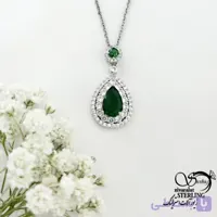 گردنبند آویز اشکی با نگین سبز کد 22177