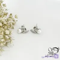 گوشواره نقره میخی دم وال مرواریدی کد 22106