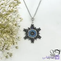گردنبند نقره چشم نظر طرح گوله برف کد 21343