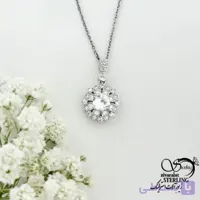 گردنبند با پلاک طرح گل نگین دار  کد 22174