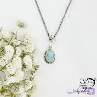 گردنبند نقره ساده با سنگ فیروزه کد 22310