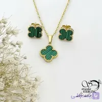 نیمست طرح طلا ونکلیف با سنگ سبز کد 21718