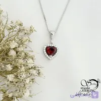 گردنبند قلب نقره طرح یاقوت سرخ کد 22022