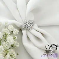 انگشتر نقره جواهری فول نگین طرح گل کد 22203