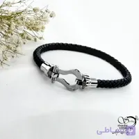 دستبند استیل اهم (چرمی) کد 21844