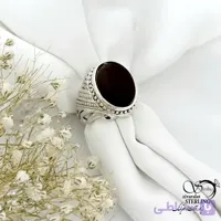 انگشتر سنگ عقیق قرمز تیره با نقره ایتالیا کد 21413