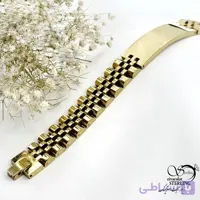دستبند رولکس پلاک دار طلایی استیل کد 21786
