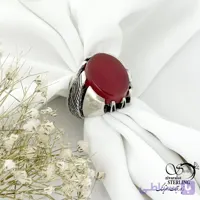 انگشتر نقره 925 عیار مردانه عقیق قرمز رکاب دستساز مقدس کد 21403