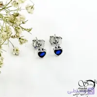 گوشواره نقره قلب آبی (میخی) کد 21153
