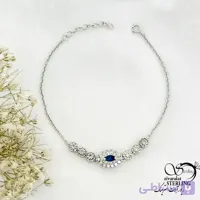 دستبند نقره 925 عیار نگین آبی کد 21321