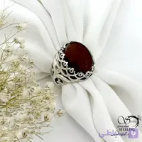 انگشتر نقره ایتالیا با سنگ عقیق یمن کد 21416