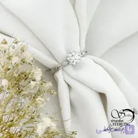 انگشتر نقره 925 عیار فری سایز نگین الماسی کد 22119