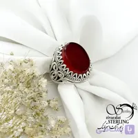 انگشتر نقره 925 عیار سنگ عقیق رکاب طرح دار کد 21850