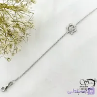 دستبند نقره طرح گل با نقره 925 عیار کد 21273