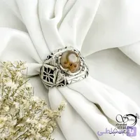 انگشتر نقره عیار 925 سنگ باباقوری رکاب طرح گل کد 21401
