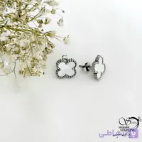 گوشواره استیل میخی ونکلیف با سنگ سفید کد 21695