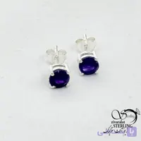 گوشواره نقره سنگ آماتیس (بنفش) کد 18388