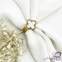 انگشتر استیل ونکلیف طلایی با سنگ سفید کد 20981