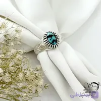 انگشتر مردانه نقره با سنگ فیروزه نیشابور کد 21423