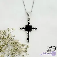 گردنبند صلیب مشکی نقره ساخت ایتالیا کد 21503