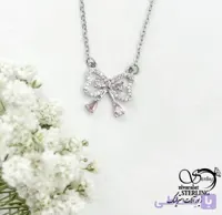 گردنبند پاپیون جواهری با نگین صورتی کد 22172