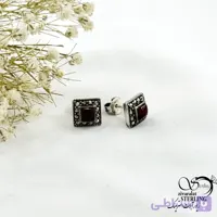 گوشواره میخی نقره با سنگ عقیق کد 21333