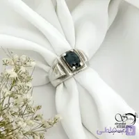 انگشتر نقره مردانه 925 عیار سنگ زمرد کد 21427