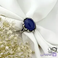 انگشتر نقره 925 عیار رکاب صفوی سنگ عقیق یمن کبود کد 21436