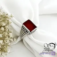 انگشتر نقره مردانه سنگ عقیق مربع کد 21889