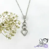 گردنبند مدل لوزی با نگین اتمی نقره ساخت ایتالیا کد 21618