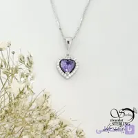 گردنبند نقره 925 عیار قلبی طرح یاقوت کبود کد 22021