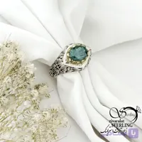انگشتر نقره رکاب دستساز سنگ موزونایت سبز کد 21858