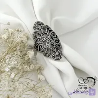 انگشتر نقره طرح دار سیاه قلم کد 21903