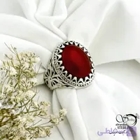انگشتر عقیق قرمز مردانه رکاب شبکه ساخت ایتالیا کد 21399
