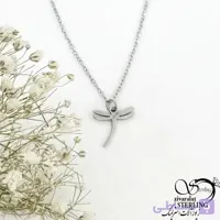 گردنبند طرح سنجاقک استیل رنگ ثابت کد 21098