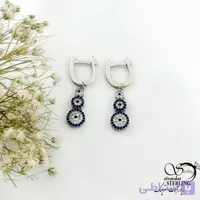 گوشواره نقره 925 عیار آویز چشم نظر کد 21357