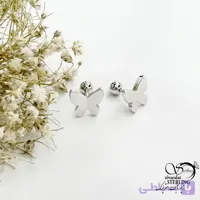 پیرسینگ گوش پروانه اینه ای با نقره 925 عیار کد 22094