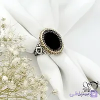 انگشتر عقیق مشکی 925 عیار ساخت ایتالیا کد 21418