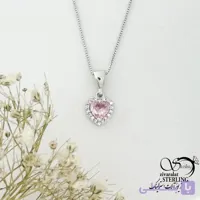 گردنبند نقره قلب با نگین صورتی کد 22024